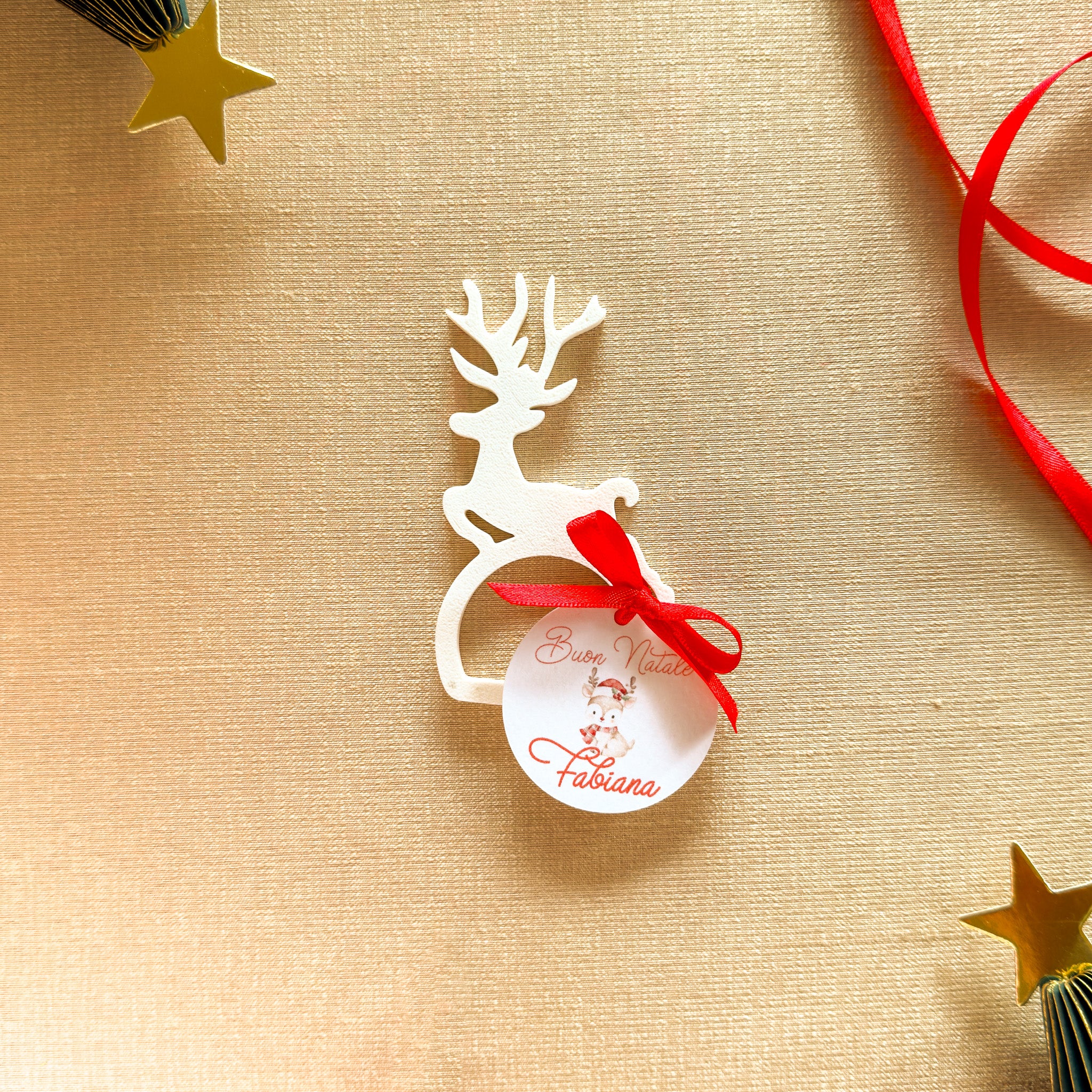 Portatovagliolo con Tag Renna Personalizzata