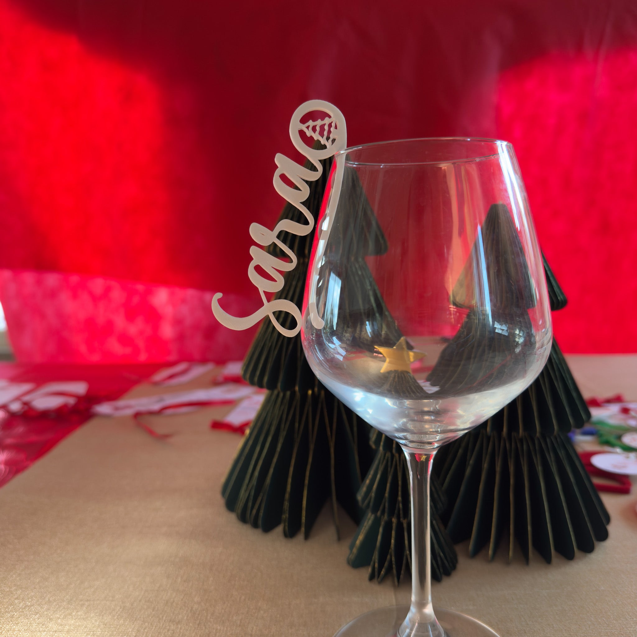 Scritta Segnaposto per Bicchiere con Albero