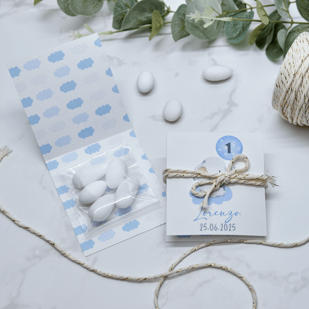 Astuccio PortaConfetti Elefantino Azzurro - Eventi Fai da Te