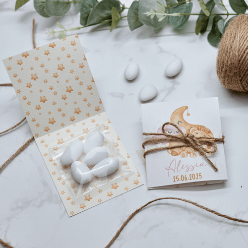 Astuccio PortaConfetti Leone Dormiente Rosa - Eventi Fai da Te