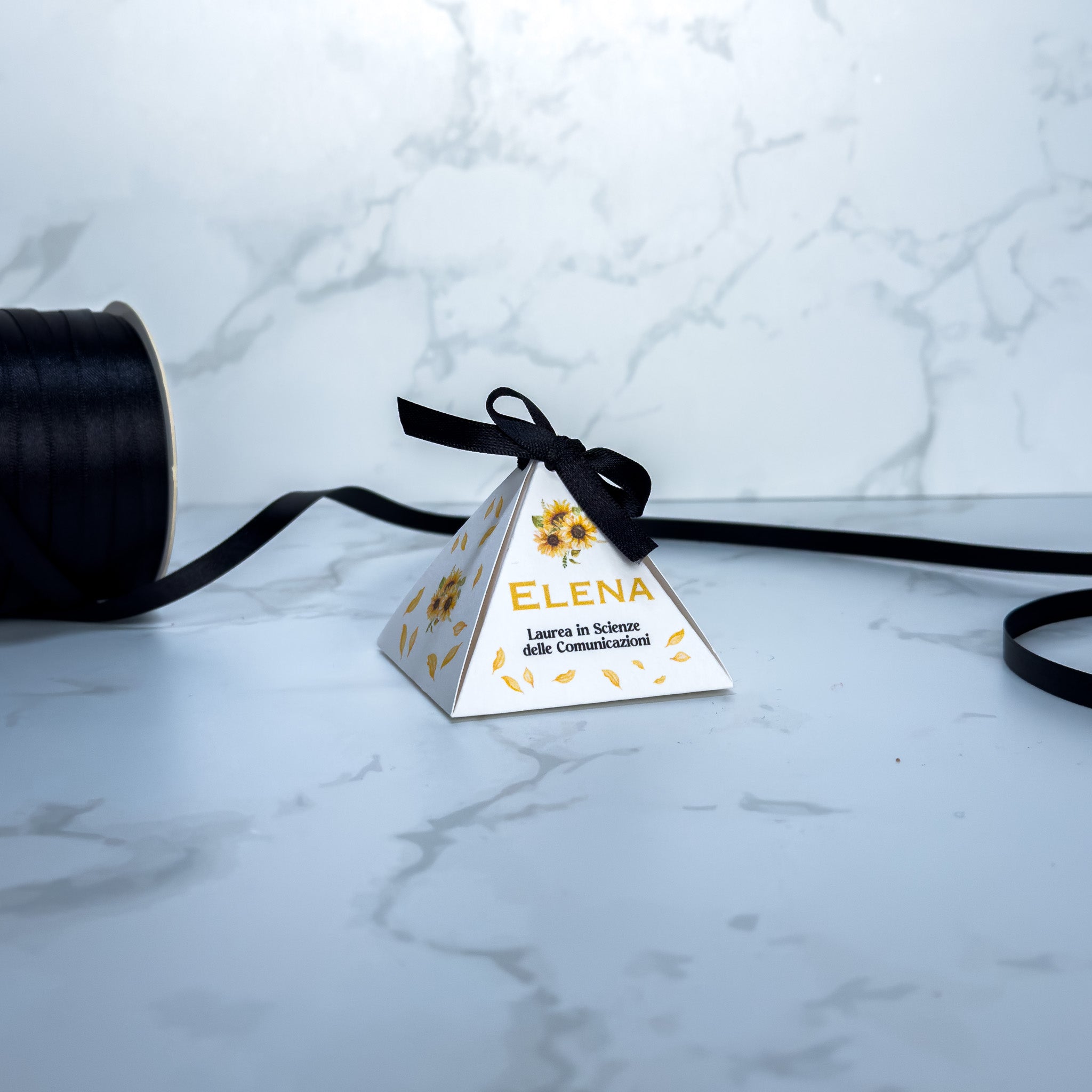 Scatola Piramidale Laurea Girasoli