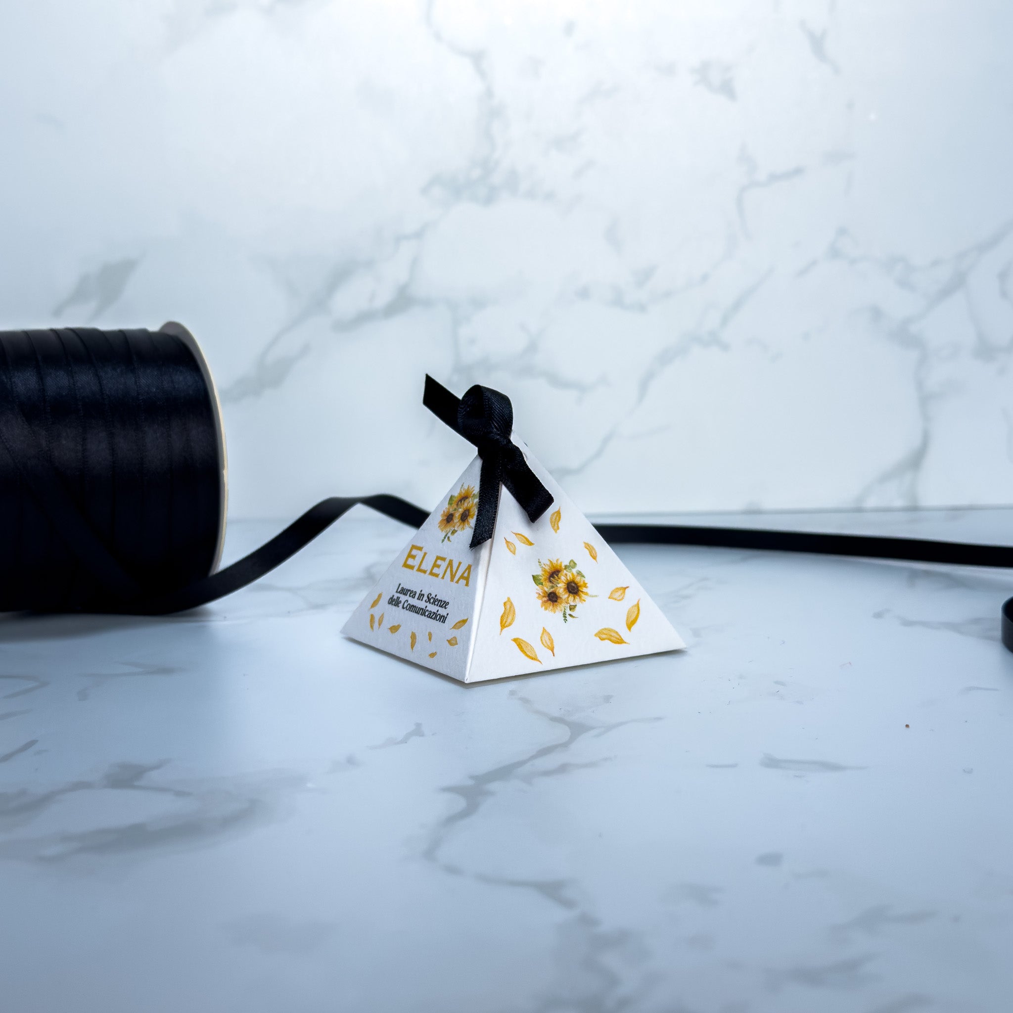 Scatola Piramidale Laurea Girasoli