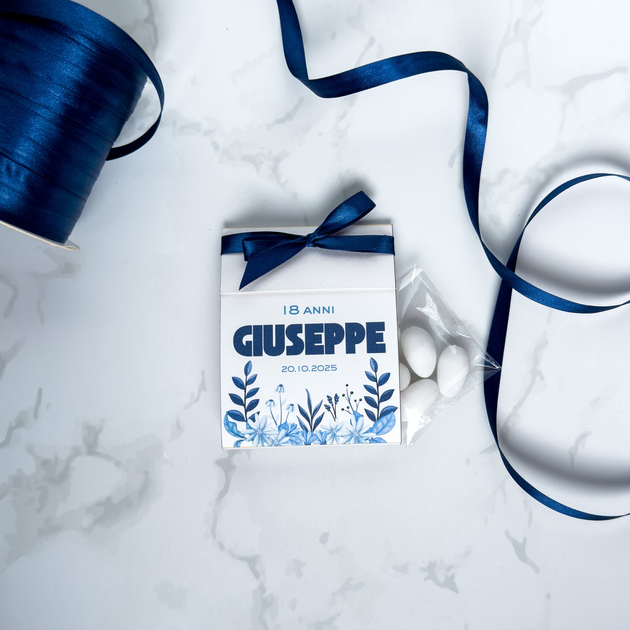 Scatola Apertura Laterale Blu Flowers