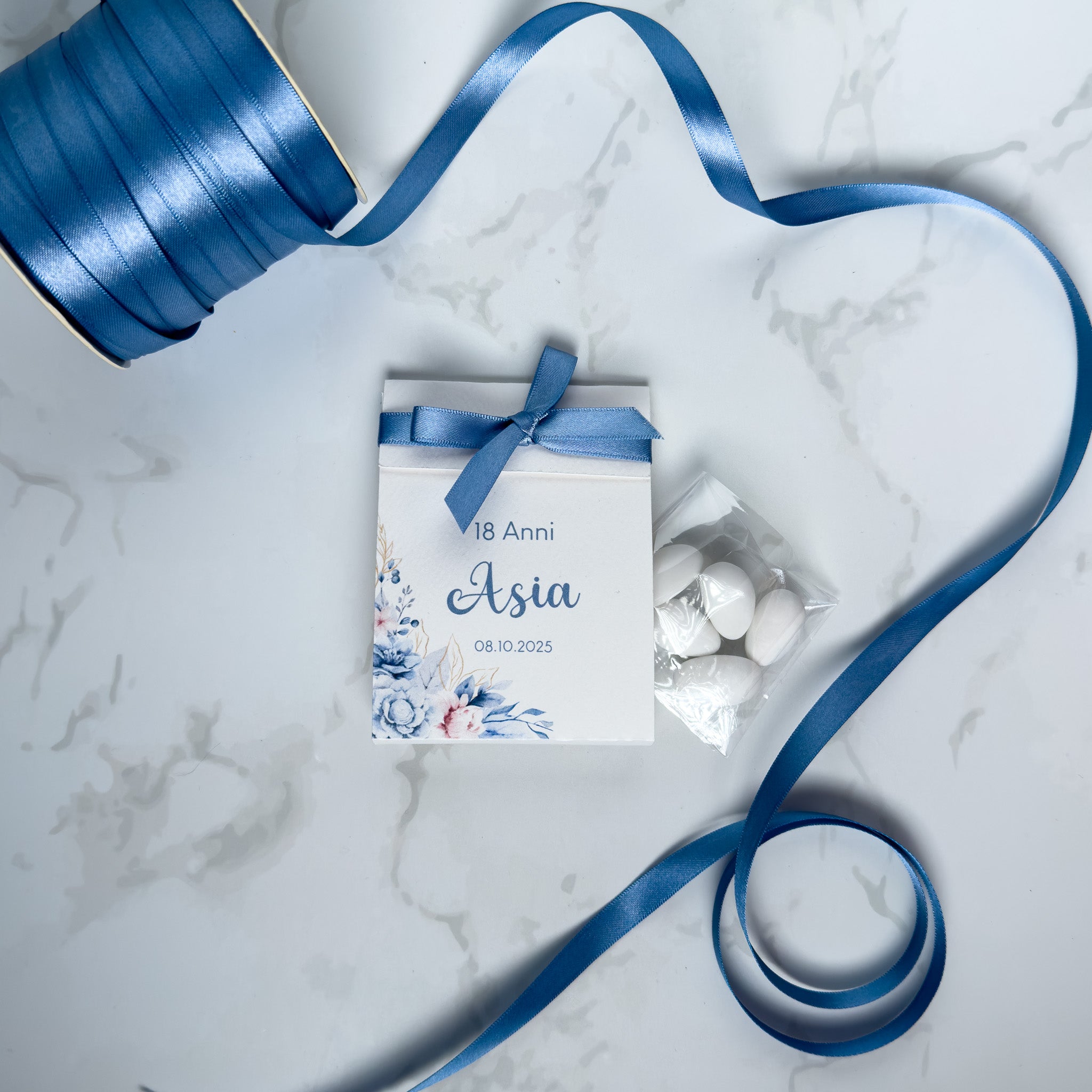 Scatola Apertura Laterale Flowers Azzurro