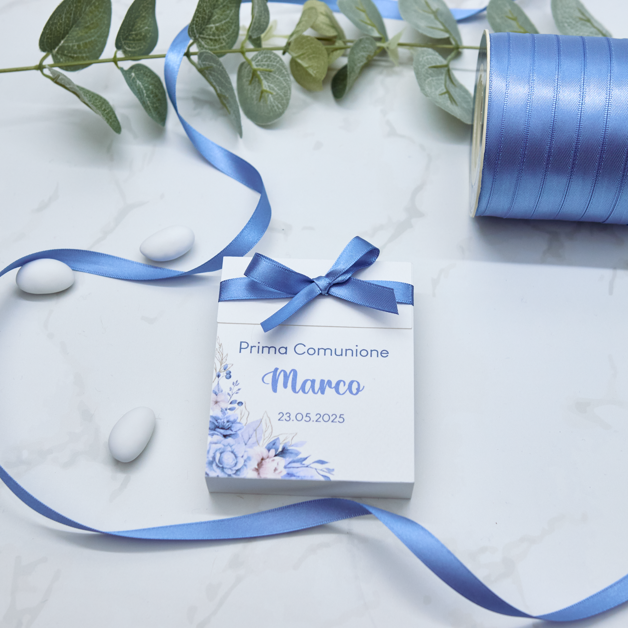 Scatola Apertura Laterale Flowers Azzurro - Eventi Fai da Te
