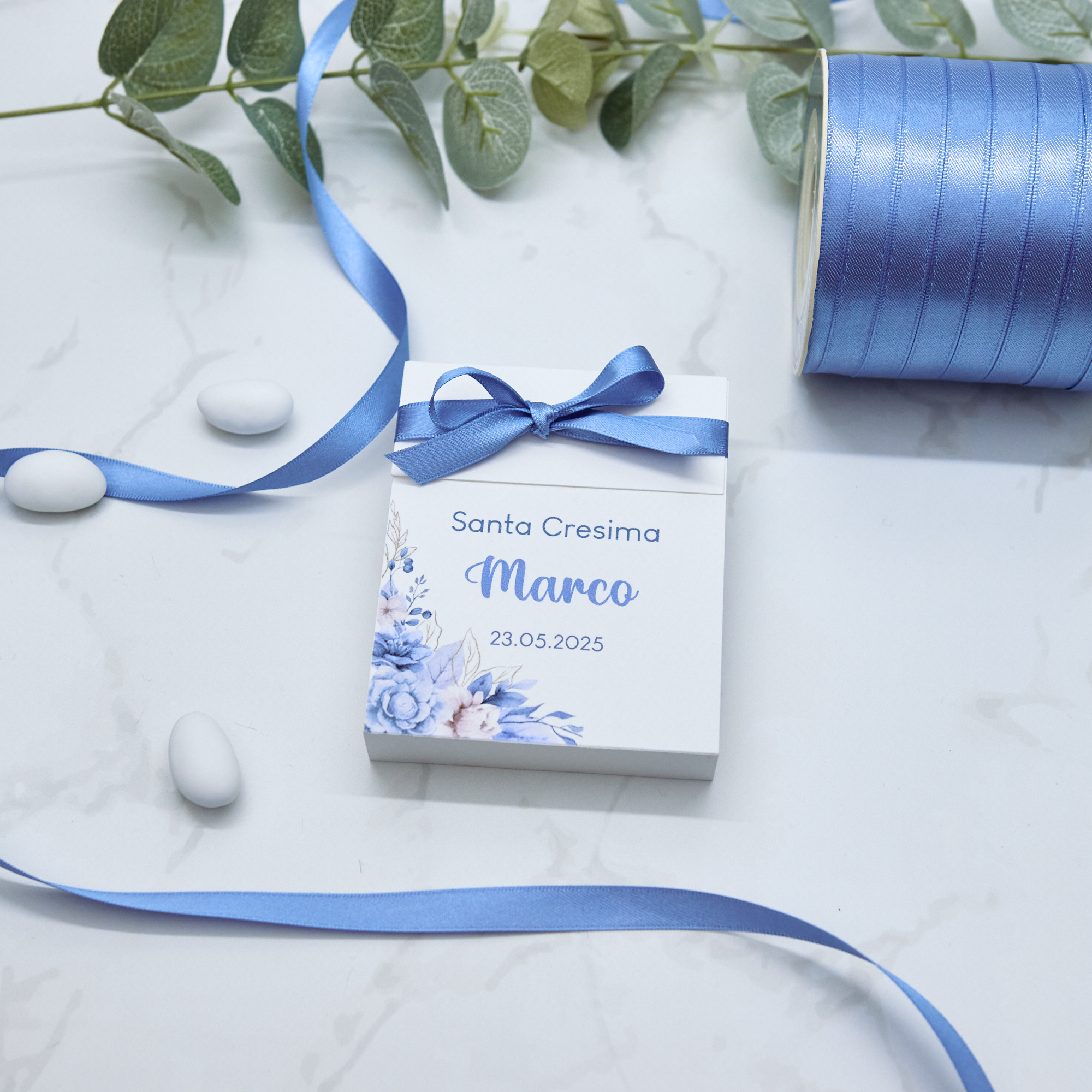 Scatola Apertura Laterale Flowers Azzurro - Eventi Fai da Te